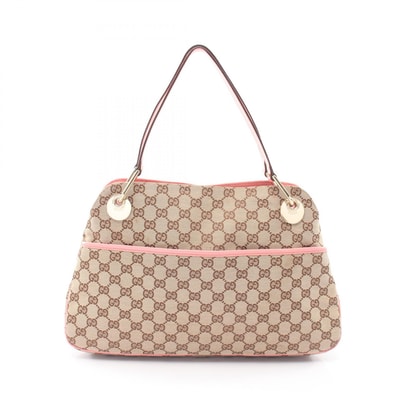 グッチ GUCCI GGキャンバス ショルダーバッグ バッグ キャンバス レザー レディース ベージュ系 / ピンク系 121023 【中古】