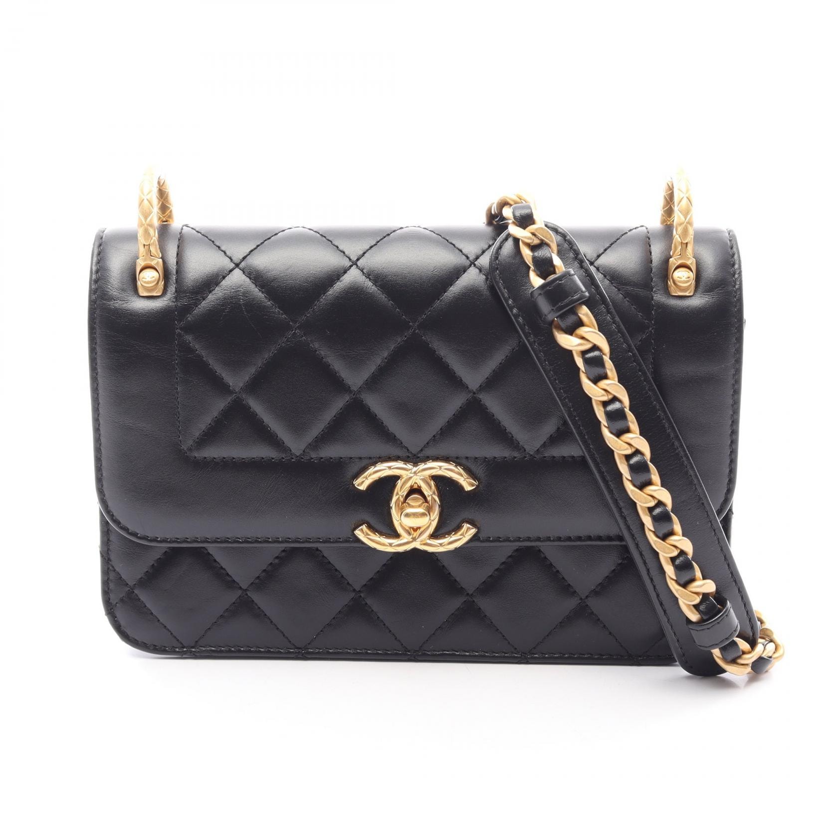 シャネル CHANEL マトラッセ ショルダーバッグ バッグ ラムスキン(羊革) レディース ブラック系 【中古】