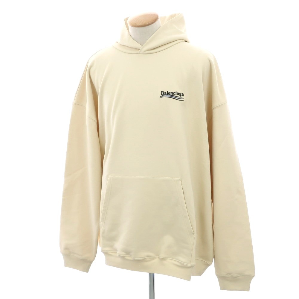 【中古】バレンシアガ BALENCIAGA コットン スウェット プルオーバー パーカー ライトベージュ【サイズS】【メンズ】