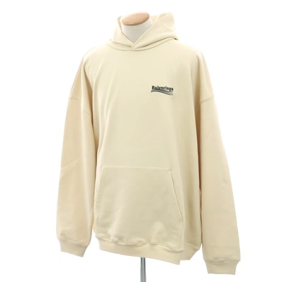 【中古】バレンシアガ BALENCIAGA コットン スウェット プルオーバー パーカー ライトベージュ【サイズS】【メンズ】