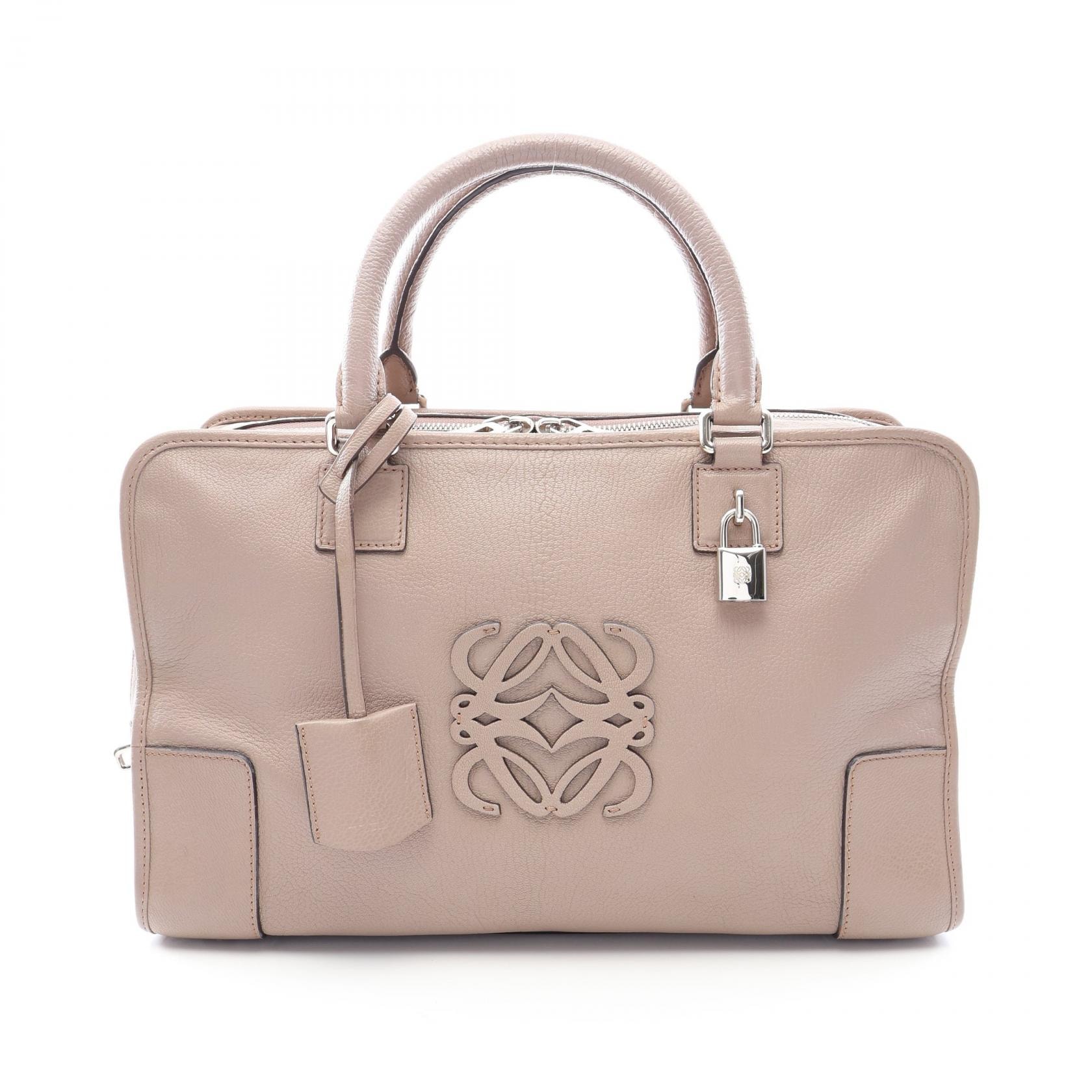 ロエベ LOEWE アマソナ36 ハンドバッグ バッグ レザー レディース ベージュ系 【中古】