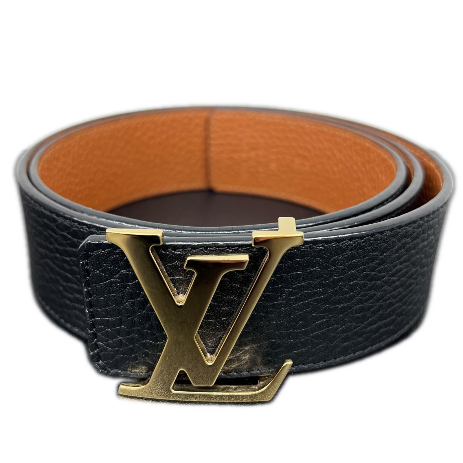 LOUIS VUITTON 美品 ルイヴィトン LV イニシャル 40MM リバーシブル ベルト M9151Q トリヨン レザー BC3263 2023年 ブラック #90/36 ABランク 中古 鑑定済