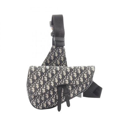 ディオール Dior SADDLE サドル オブリーク ジャガード ウエストバッグ ボディバッグ バッグ キャンバス レザー メンズ ネイビー系 / ベージュ系 【中古】