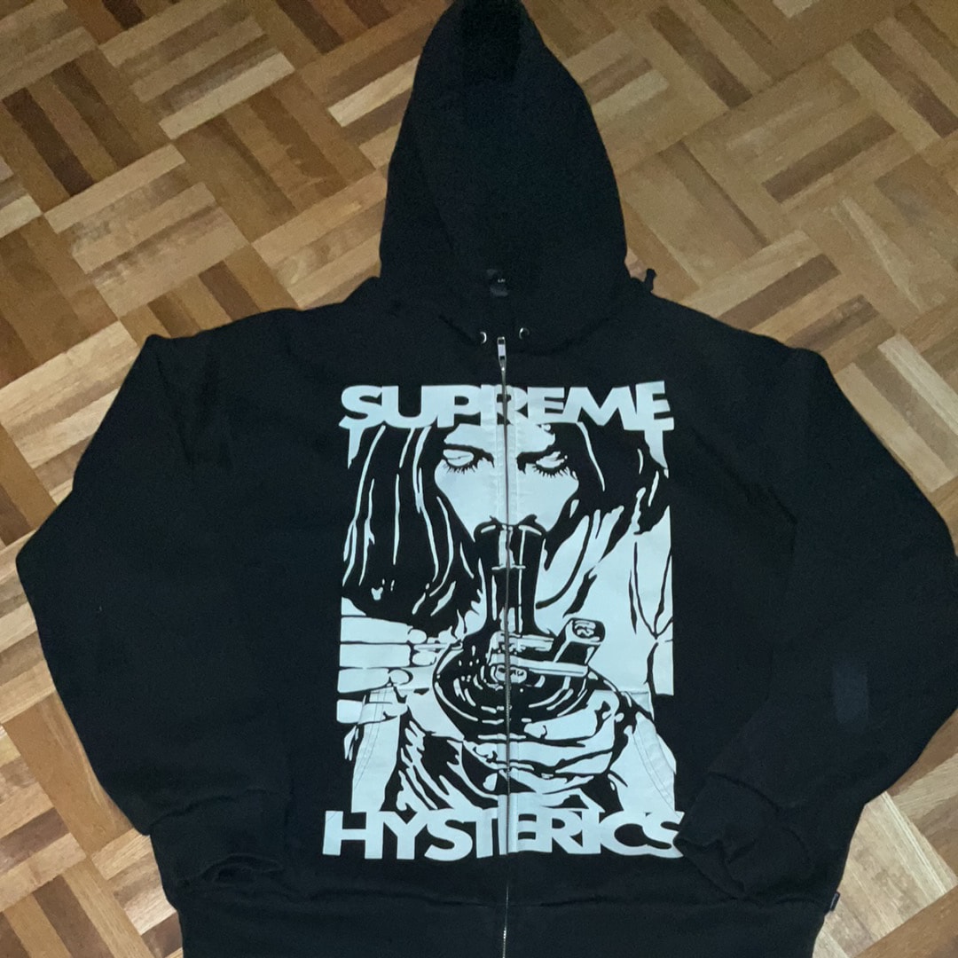 シュプリーム x ヒステリックグラマー サーマル ラインド ジップ アップ フーディー スウェットシャツ "ブラック"