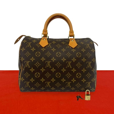 LOUIS VUITTON ルイヴィトン スピーディ30 モノグラム レザー PVC ハンドバッグ ブラウン
25638