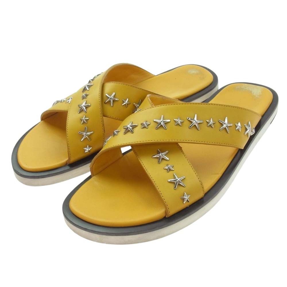 JIMMY CHOO ジミーチュウ サンダル イタリア製 スリーパー スタースタッズ レザー サンダル イエロー系 42【中古】