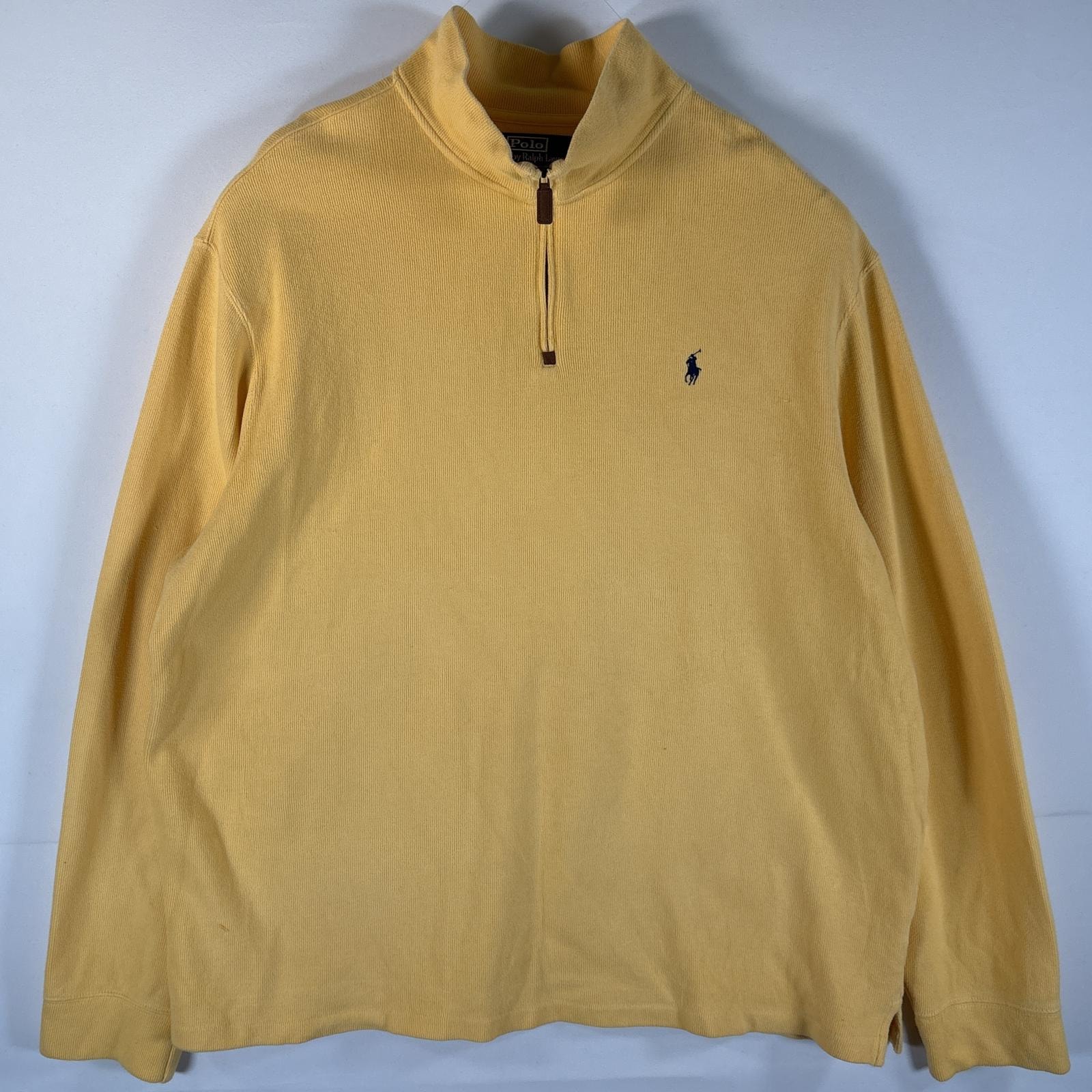 古着 90's/90年代 ポロバイラルフローレン Polo by Ralph Lauren スウェット ハーフジップ ニット 大きいサイズ 14041  イエロー メンズ