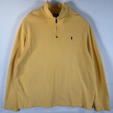 古着 90's/90年代 ポロバイラルフローレン Polo by Ralph Lauren スウェット ハーフジップ ニット 大きいサイズ 14041 イエロー メンズ