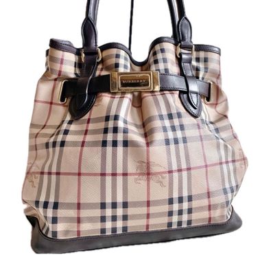 希少 BURBERRY シャドーホース ロゴ ベルト PVC トートバッグ