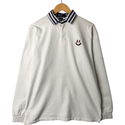 古着 90年代 ラルフローレン Ralph Lauren POLO by Ralph Lauren 長袖 ラガーシャツ USA製 メンズXL相当/eaa546001