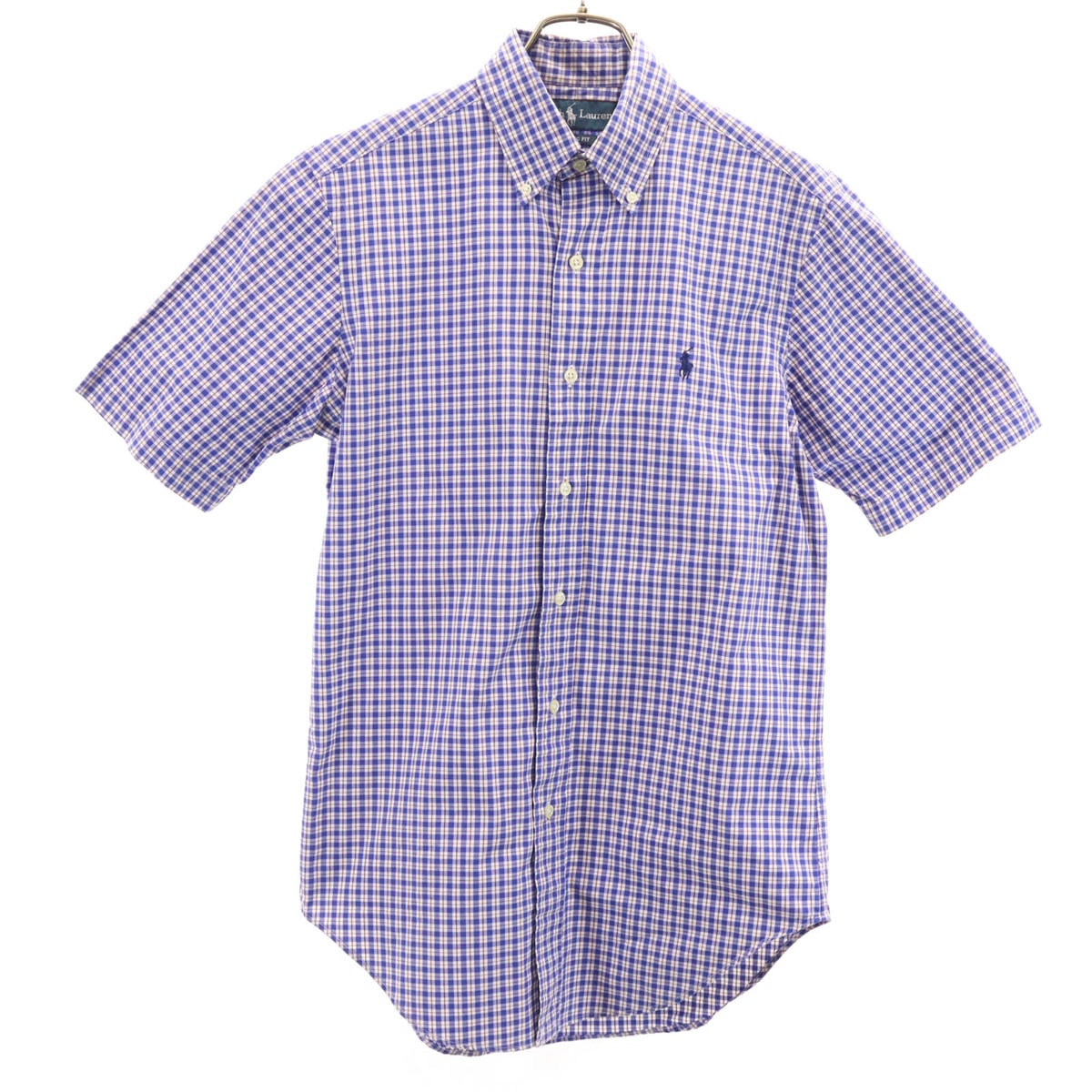 RALPH LAUREN ラルフローレン チェック柄 半袖 ボタンダウンシャツ XS ブルー