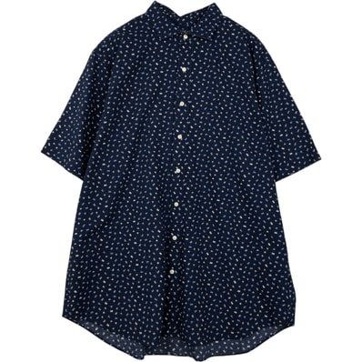 古着 ラルフローレン Ralph Lauren SEERSUKER 総柄 ワイドカラー シアサッカー 半袖 コットンシャツ メンズXL相当/eaa638330