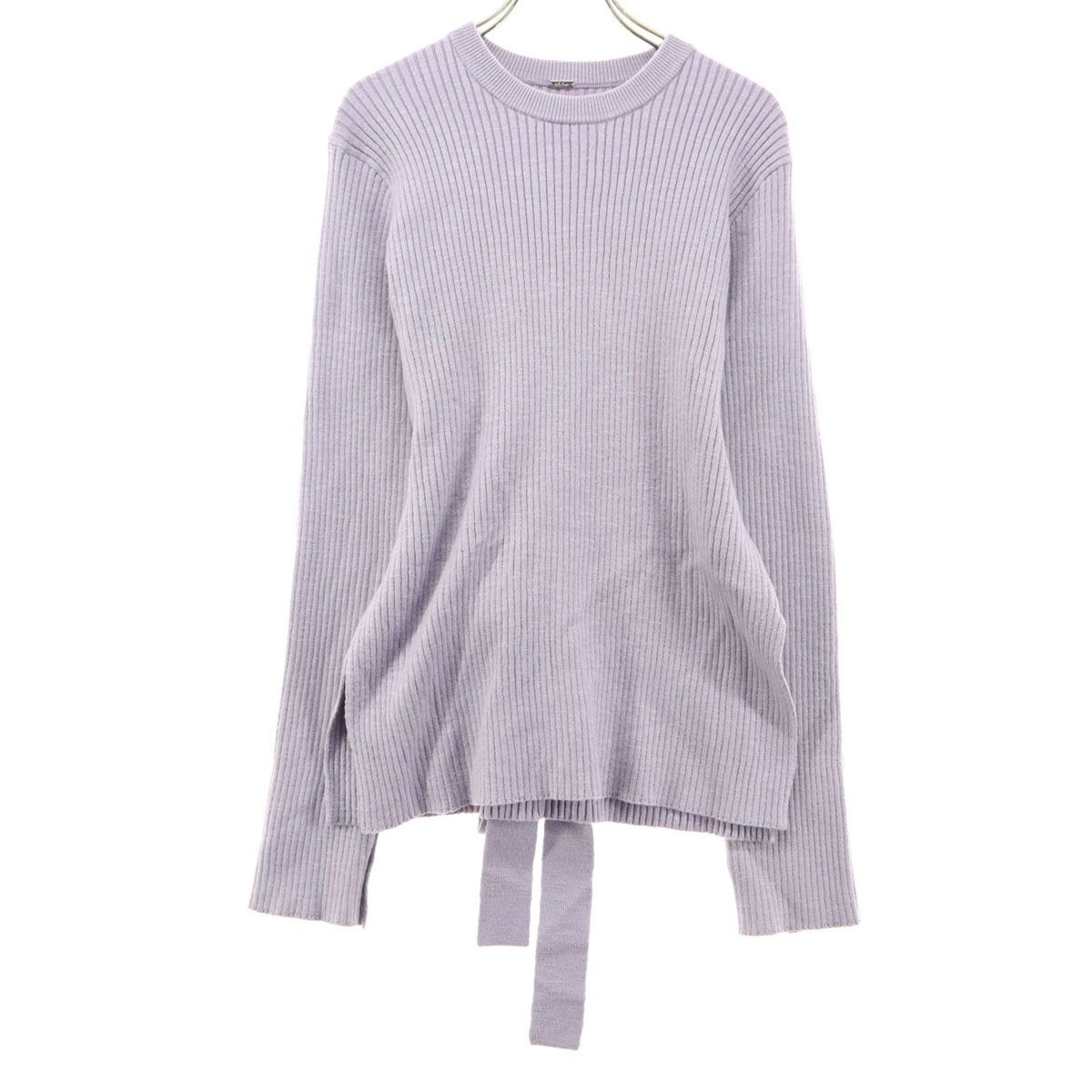 美品 Mila Owen ミラオーウェン 長袖 クルーネック ニット パープル リボン付き