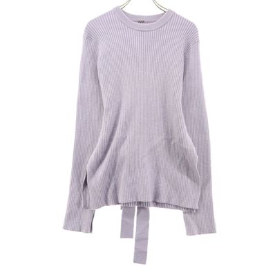 美品 Mila Owen ミラオーウェン 長袖 クルーネック ニット パープル リボン付き