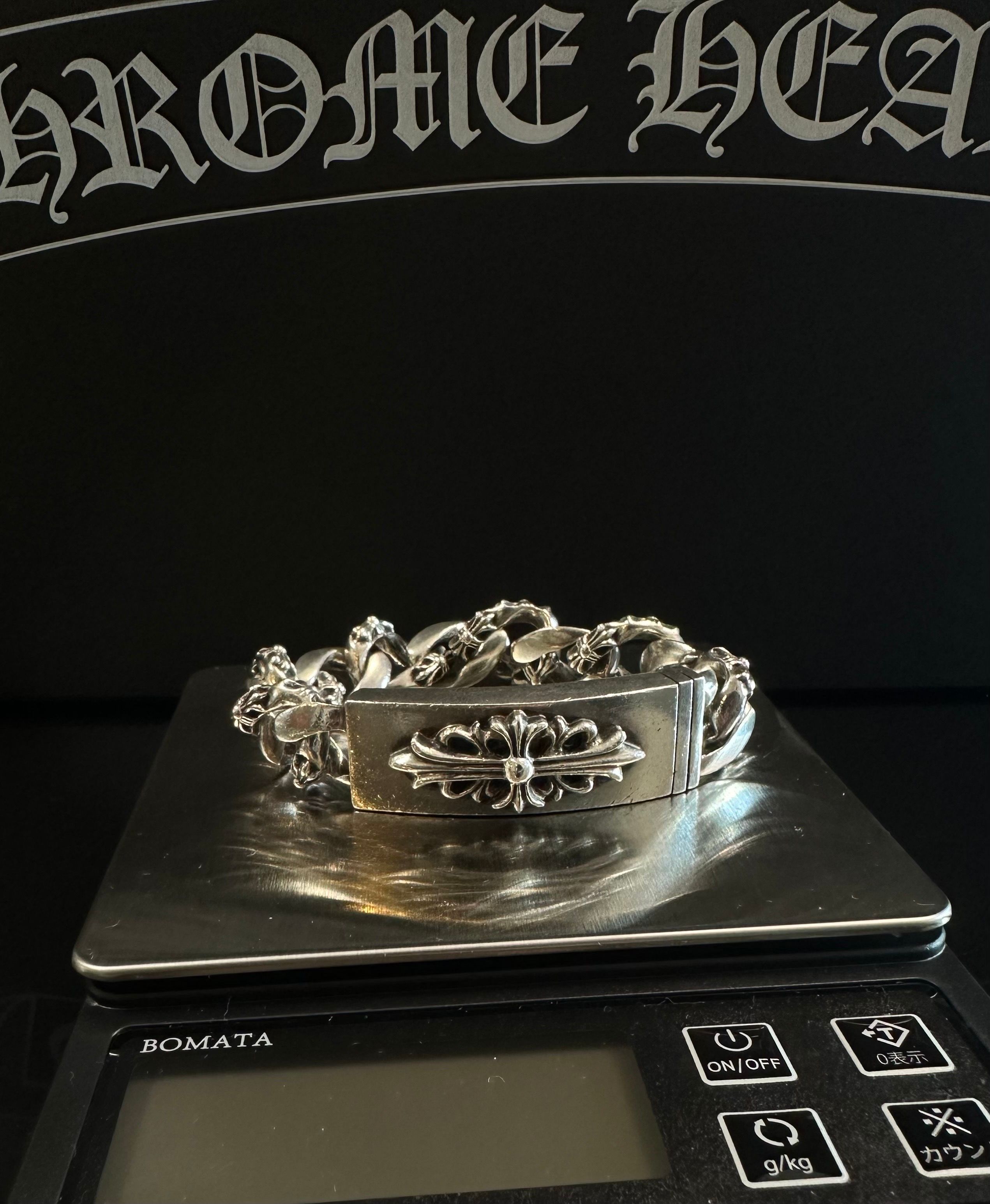 Chrome Hearts Floral Cross ID Fancy Link Bracelet "Silever"