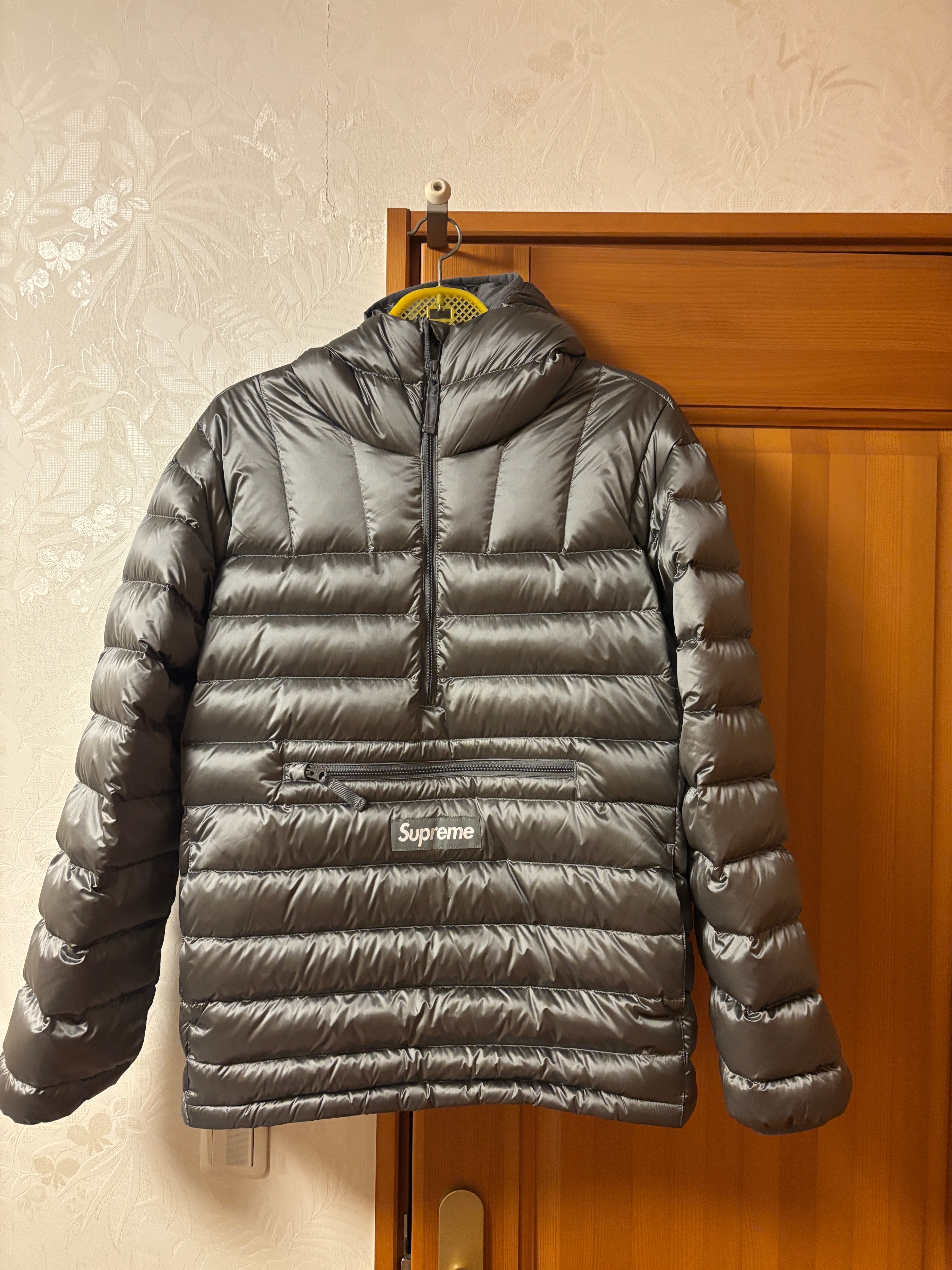 Supreme Micro Down Half Zip Hooded Pullover "Silver"