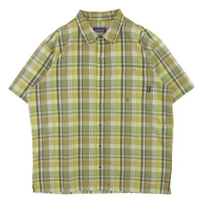 patagonia パタゴニア 53002 SP13 シアサッカー オーガニックコットン 半袖 チェック シャツ イエロー系 ベージュ系 XL【中古】