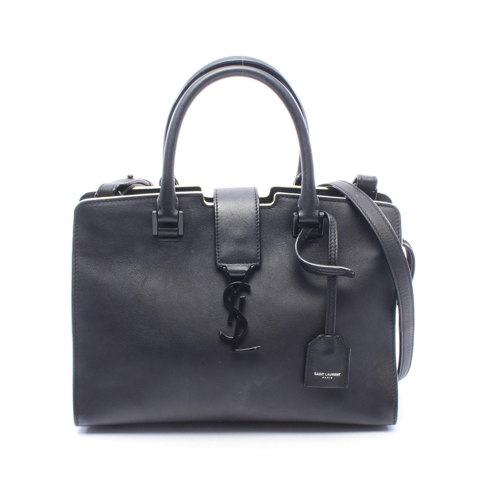 サンローランパリ SAINT LAURENT PARIS ベイビーカバス YSLライン 2WAY ハンドバッグ バッグ レザー レディース ブラック系 424868 【中古】