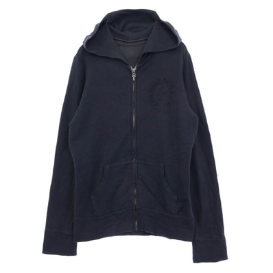 CHROME HEARTS クロムハーツ(原本無) パーカー 星条旗バックプリント ホースシュー 胸ロゴ ダガージップ フルジップ パーカー フーディー グレー系 XS【中古】