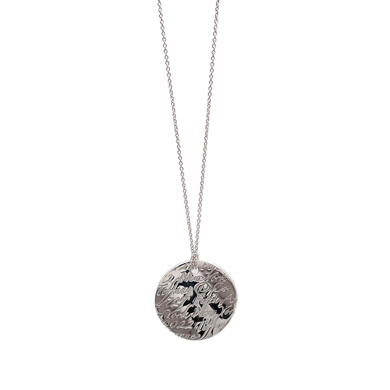 TIFFANY&Co. ティファニー ノーツ ラウンド プレート ネックレス
 ペンダント SV925 シルバー レディース
 【中古】