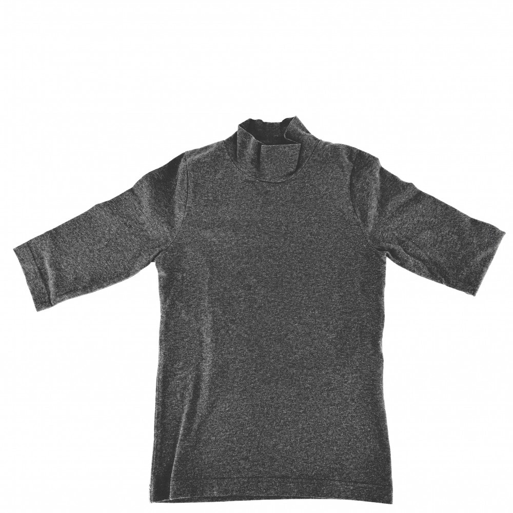 BALENCIAGA バレンシアガ 半袖Tシャツ ハイネック 3B スポーツ トップス アパレル ロゴ 刺繍 服 S 767869 チャコールグレー コットン ポリウレタン レディース 美品【中古品】