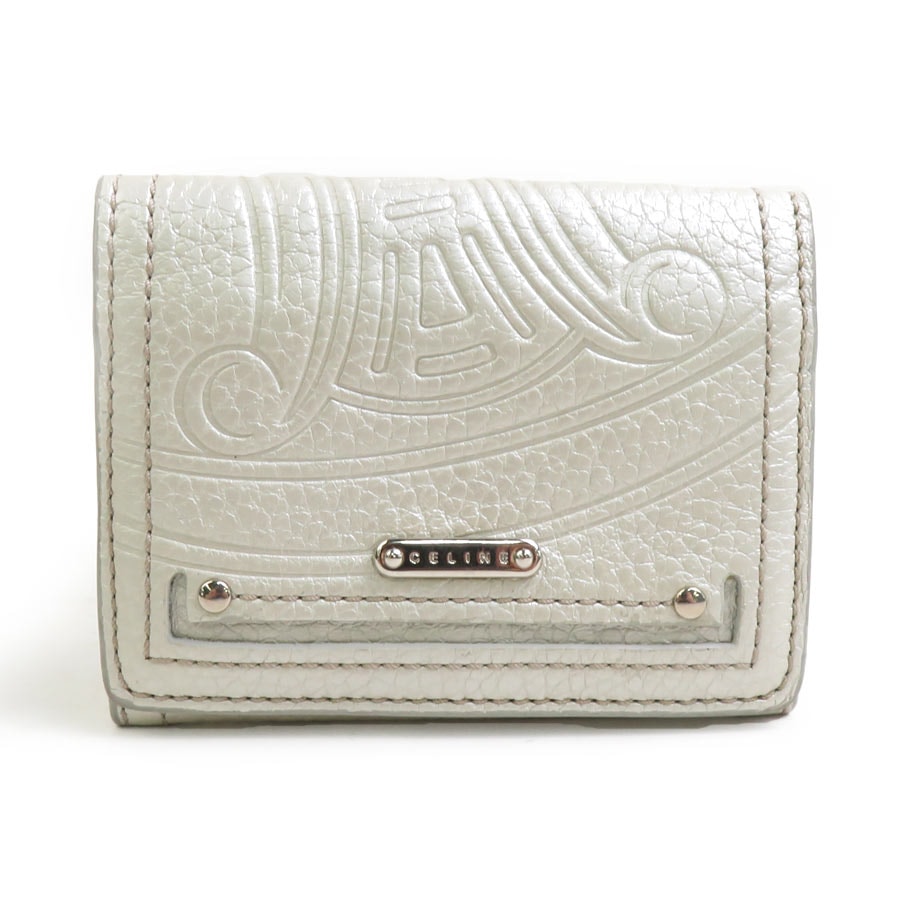 セリーヌ CELINE カードケース レザー シルバーゴールド レディース【中古】 e62168i