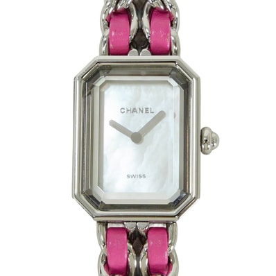 【渋谷並木橋店】2020年限定 CHANEL シャネル 腕時計 レディース 世界1000本限定 プルミエール ロック ピンク ステンレススチール/ホワイトシエル/ラムスキン H6360 新品同様【中古】