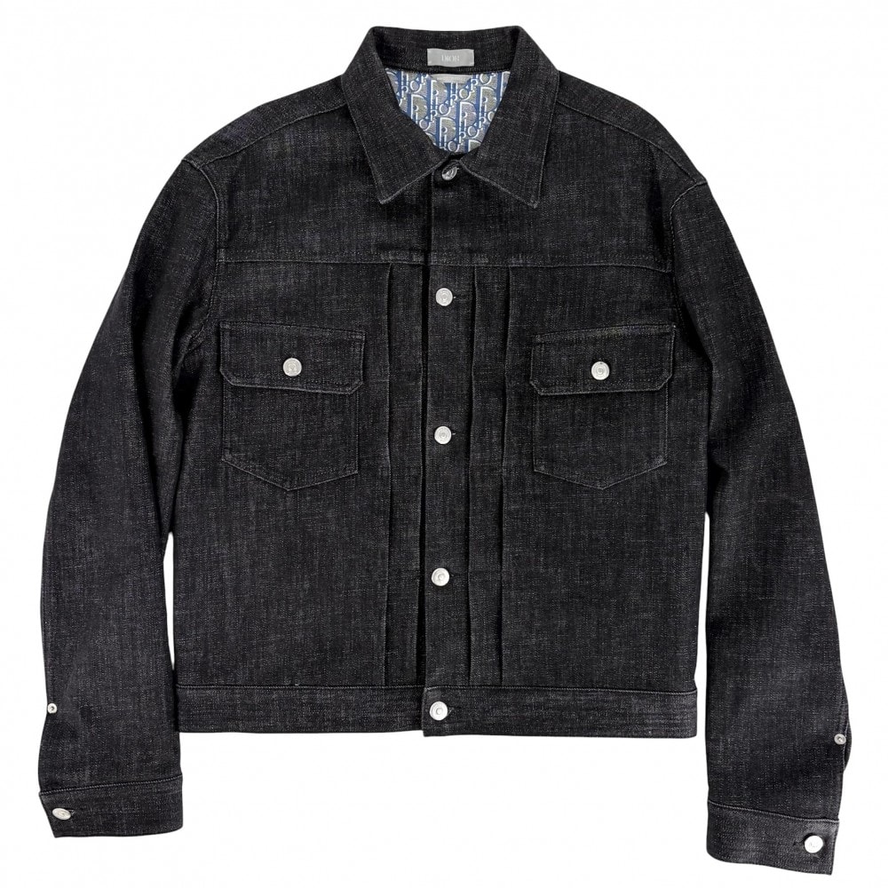 Dior ディオール デニムジャケット オブリーク アウター アパレル 服 48 013D480D236X ブラック 黒 シルバー金具 コットン  ポリエステル  ポリウレタン  メンズ 春 秋 美品【中古品】
