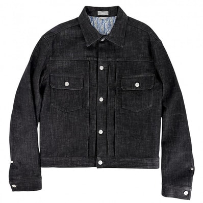 Dior ディオール デニムジャケット オブリーク アウター アパレル 服 48 013D480D236X ブラック 黒 シルバー金具 コットン ポリエステル ポリウレタン メンズ 春 秋 美品【中古品】