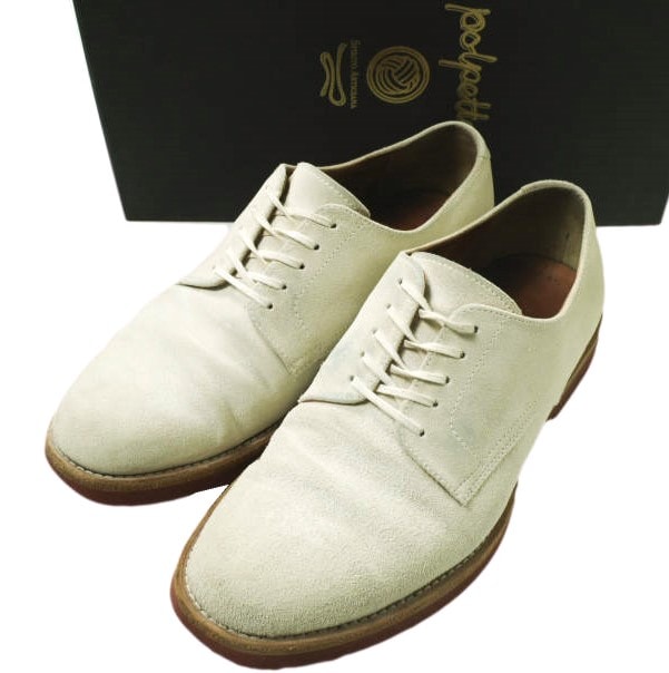 POLPETTA x Brilla per il gusto ポルペッタ ブリッラ ペル イルグスト 別注 スエードダービーシューズ 24-32-0154-506 39(24.5cm) WHITE BACKS プレーントゥ シューズ g19120