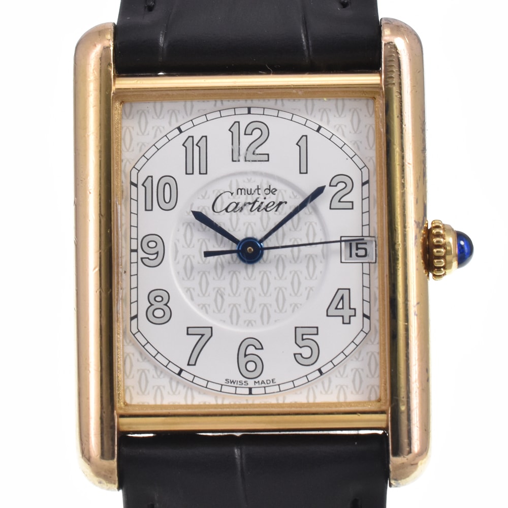 カルティエ CARTIER W1013954 マストタンク LM デイト ホワイト クォーツ ユニセックス 良品 腕時計 I#147796