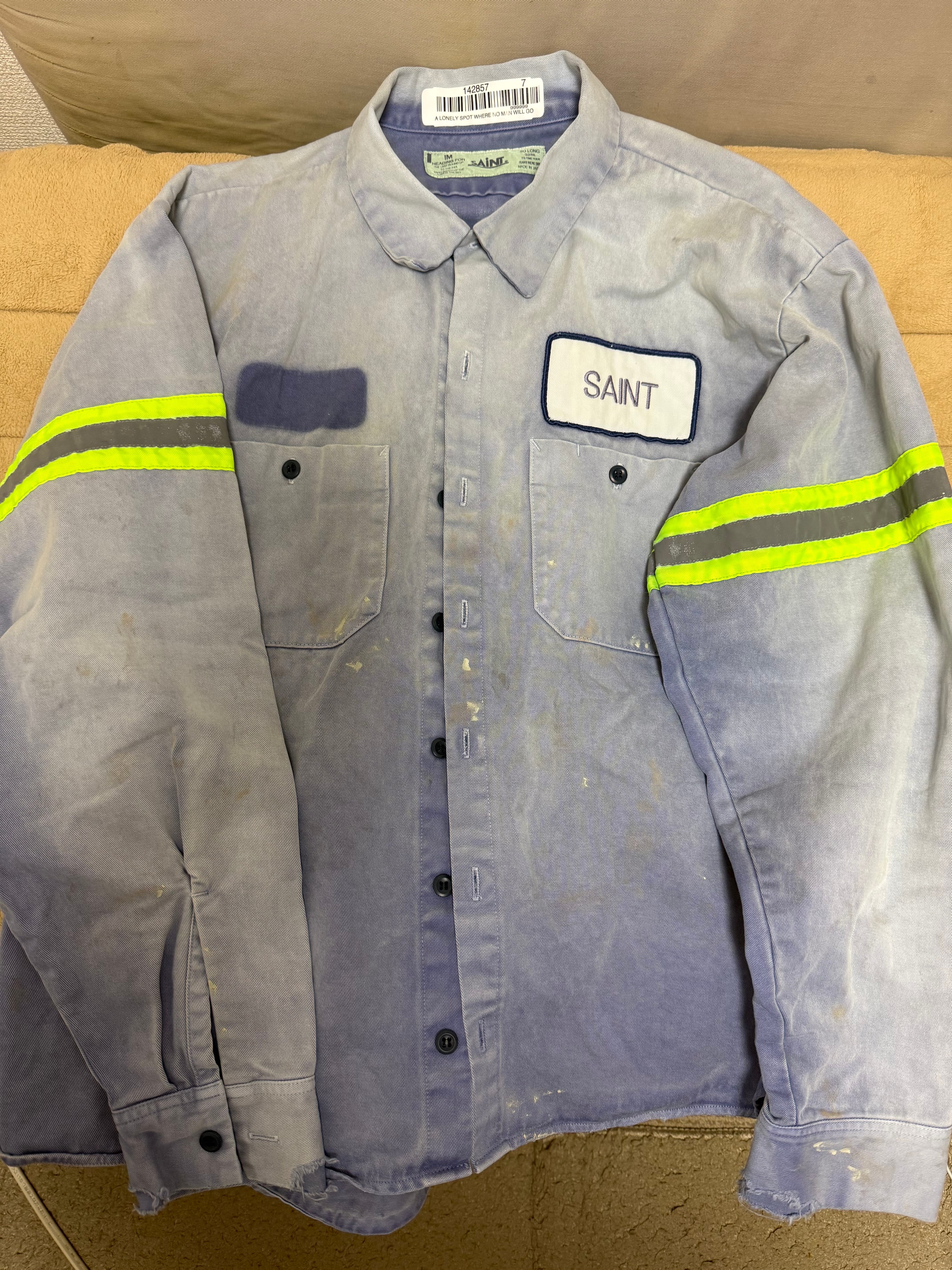 セントマイケル コットンシャツ ライン "ネイビー"