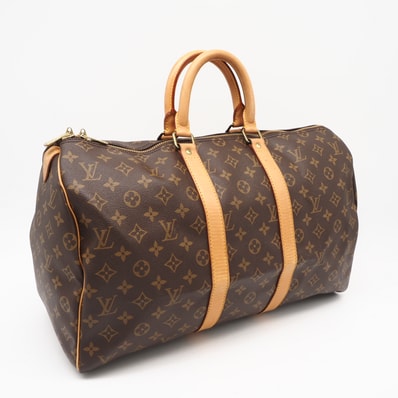 LOUIS VUITTON ルイ・ヴィトン モノグラム キャンバス キーポル 45 M41428 ボストンバッグ ブラウン コーティングキャンバス レザー レディース