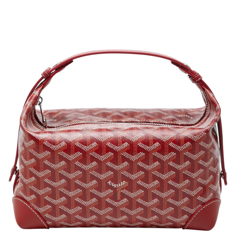 ゴヤール ボウリング25 トイレタリー ハンドバッグ レッド PVC レザー レディース GOYARD 【中古】
