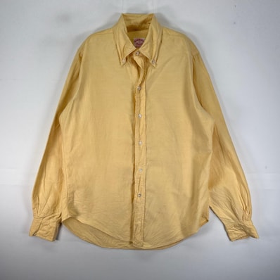 古着 60's~70's/60年代~70年代 ヴィンテージ ブルックスブラザーズ Brooks Brothers 長袖シャツ ボタンダウン 6ボタン S イエロー系 無地 メンズ