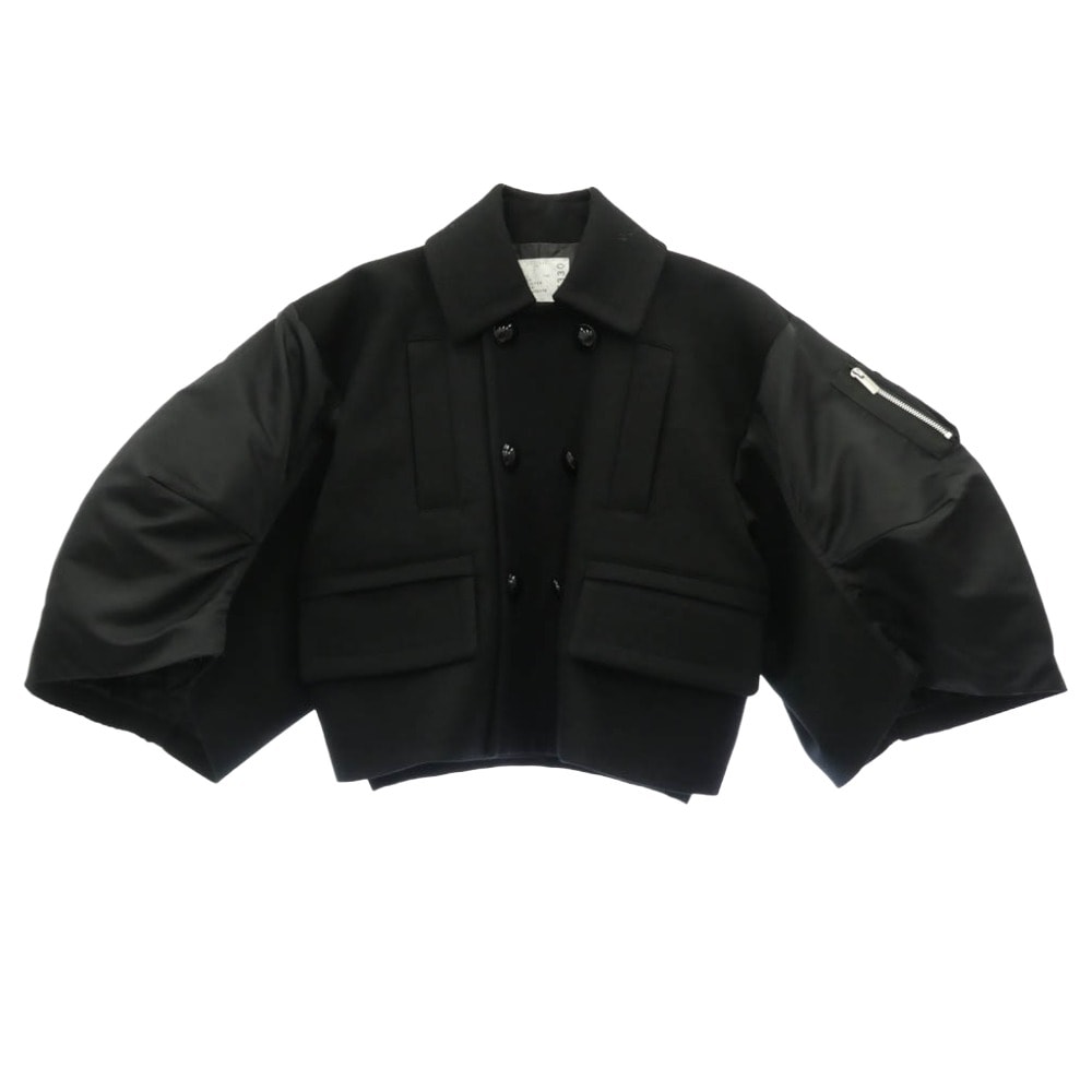 Sacai サカイ 24AW 24-07330 Wool Melton x Nylon Twill Jacket ウール メルトン ナイロン ツイル ジャケット ブラック系【中古】