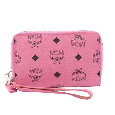 エム・シー・エム MCM ヴィセトス ラウンド財布 財布 レザー PVC レディース ピンク系 【中古】
