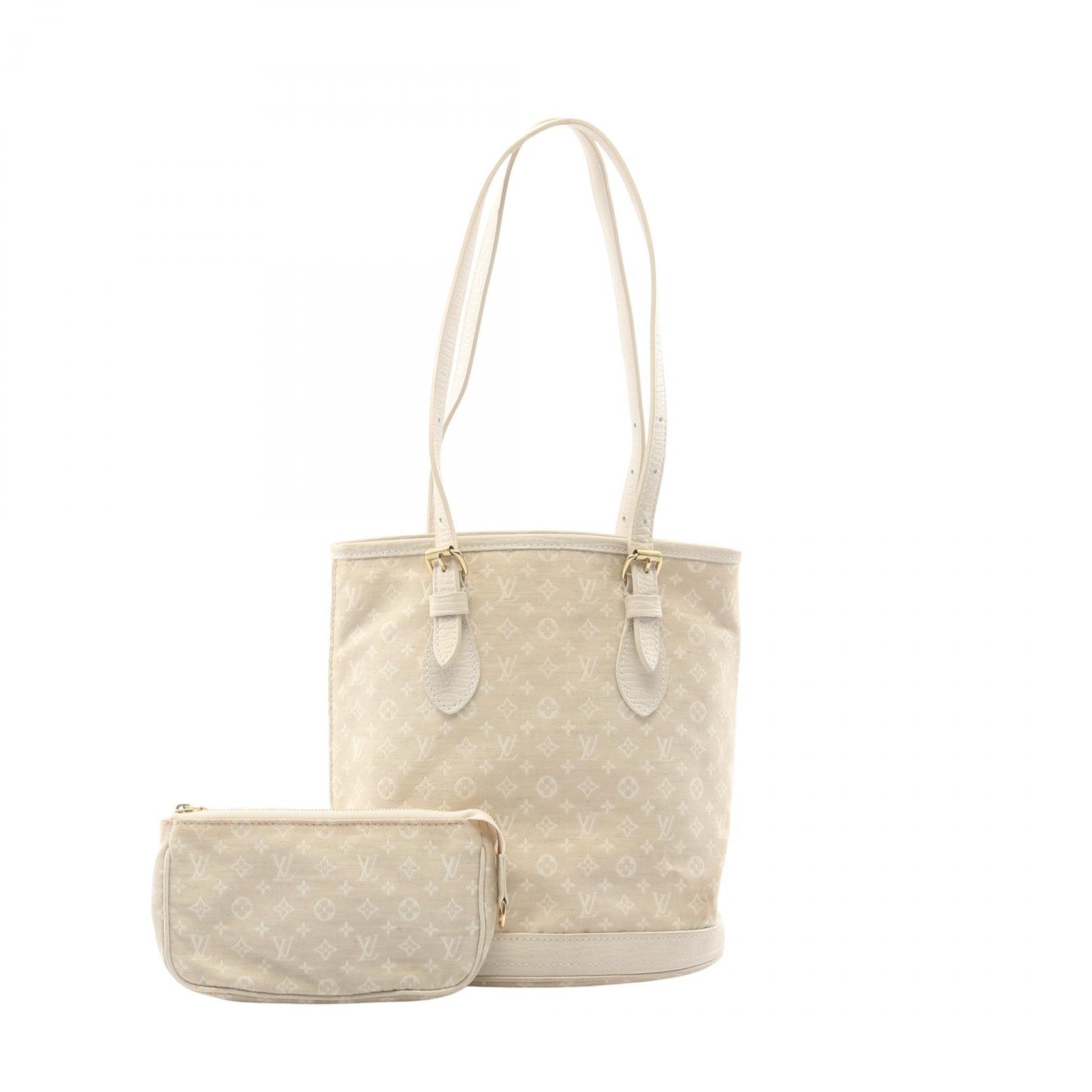 ルイ・ヴィトン LOUIS VUITTON バケットPM モノグラムミニラン デュンヌ ハンドバッグ バッグ キャンバス レザー レディース アイボリー系 M95316 【中古】