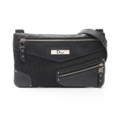 ディオール Dior ストリートシック トロッター ショルダーバッグ バッグ キャンバス レザー レディース ブラック系 【中古】