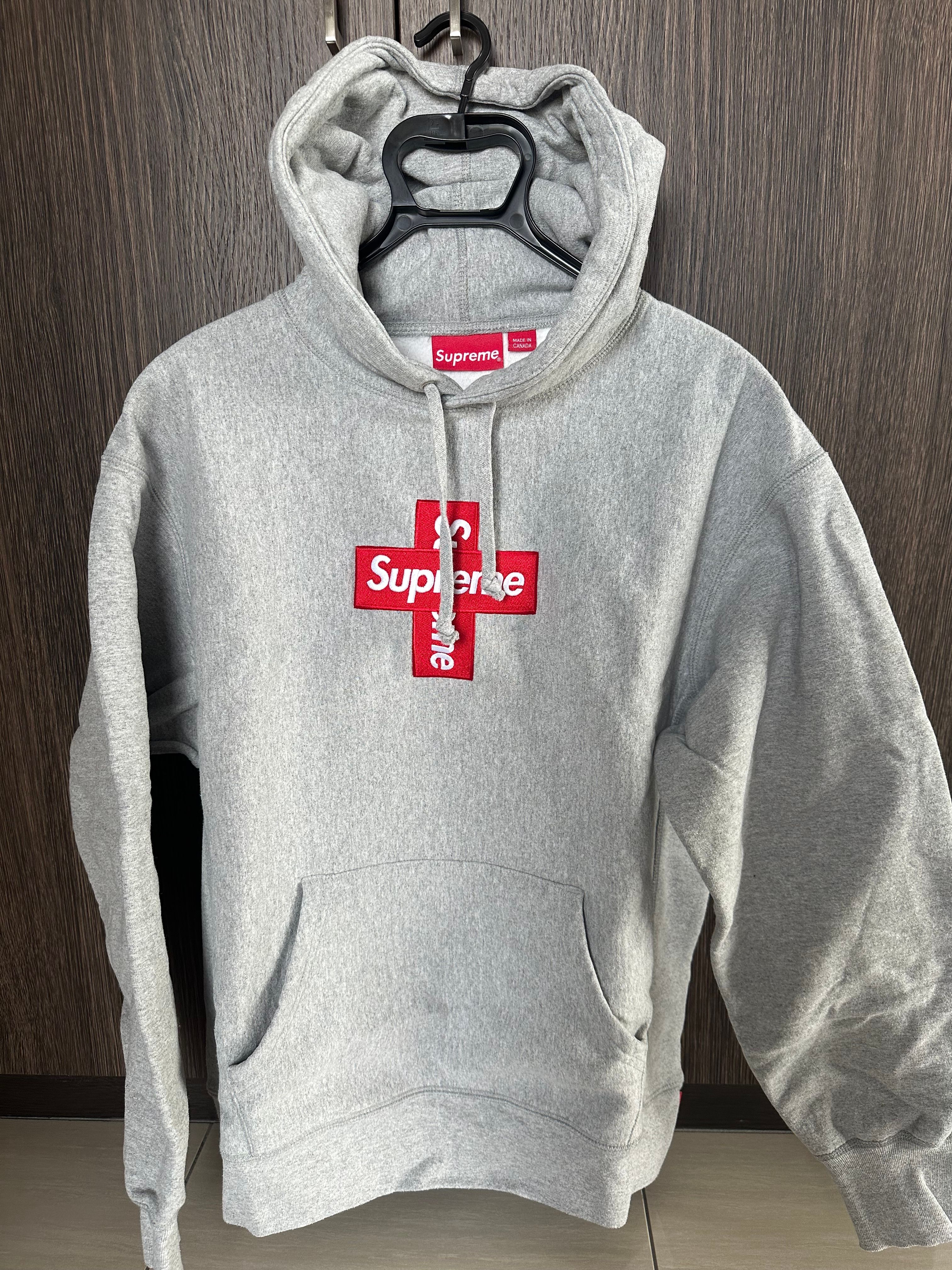 Supreme Cross Box Logo Hooded Sweatshirt "Grey"