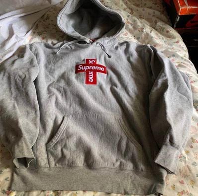 Supreme Cross Box Logo Hooded Sweatshirt "Grey"