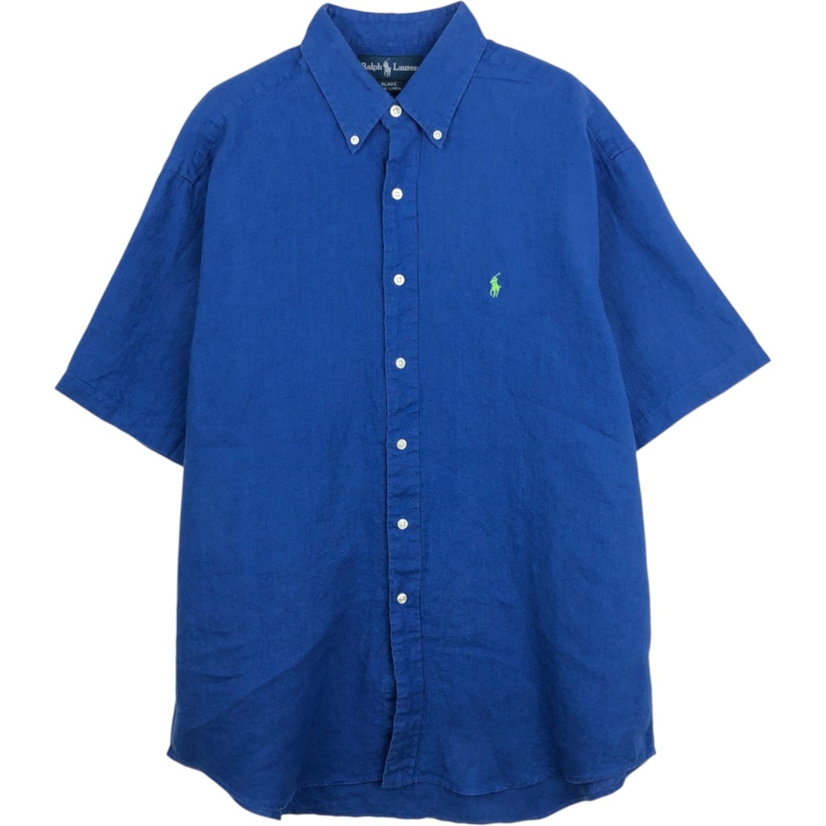 古着 ラルフローレン Ralph Lauren BLAKE 半袖 リネン ボタンダウンシャツ メンズL相当/eaa668167