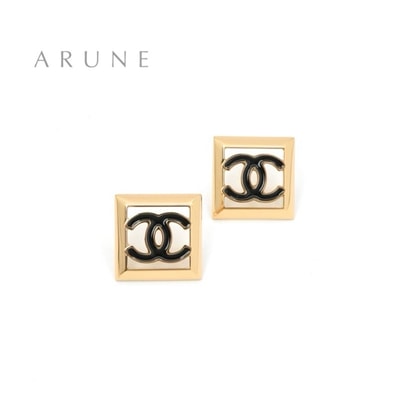 シャネル CHANEL ピアス ゴールド ブラック ココマーク スクエア