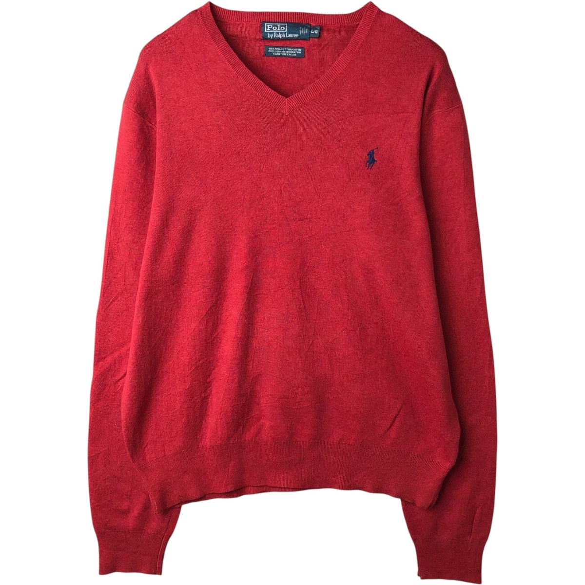 古着 ラルフローレン Ralph Lauren POLO by Ralph Lauren Vネック ピマコットンニットセーター メンズL相当/eaa627589
