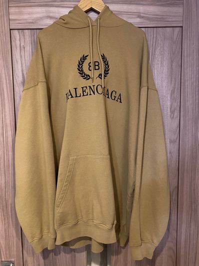 BALENCIAGA BB Logo Print Hoodie "Beige"