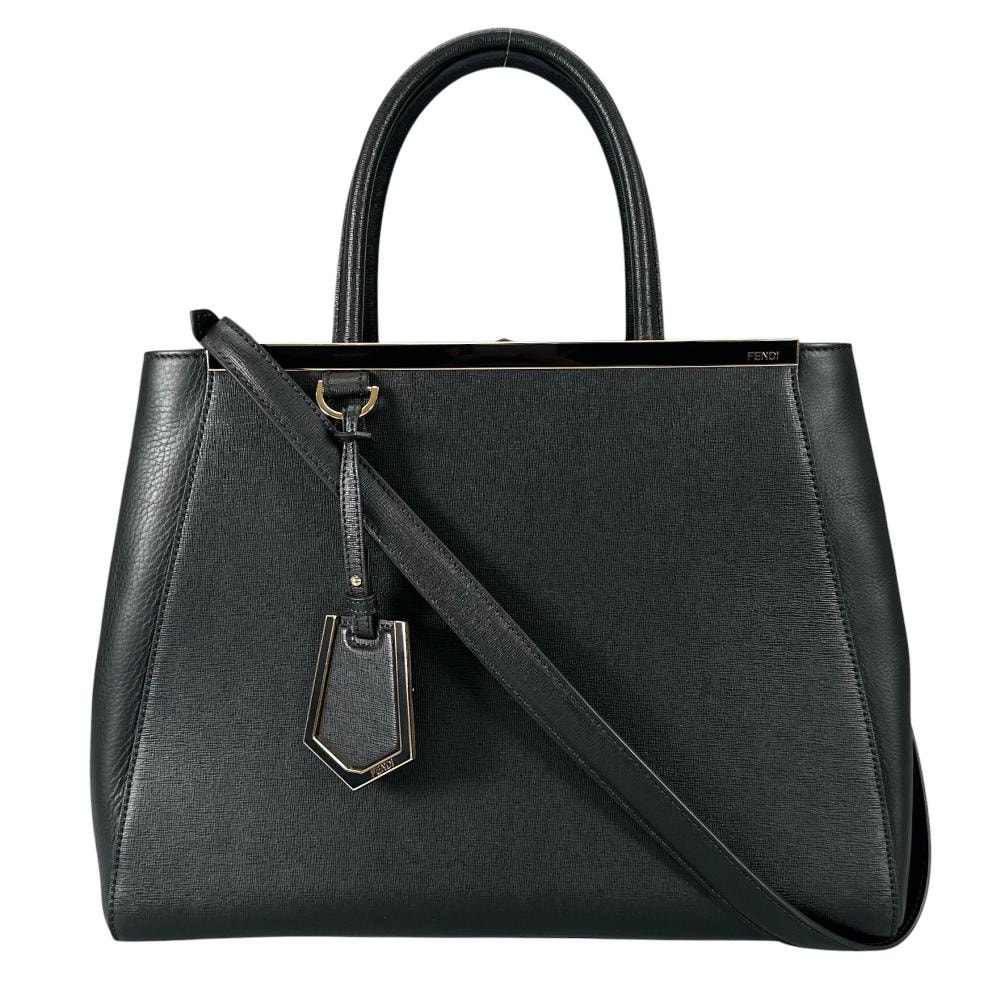 FENDI フェンディ ハンドバッグ プチ トゥージュール 2WAY 肩掛け カーフ    ブラック 黒 ゴールド金具 レディース【中古品】