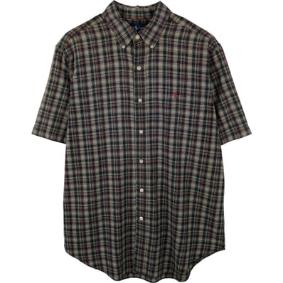 古着 ラルフローレン Ralph Lauren CLASSIC FIT クラシックフィット 半袖 ボタンダウン チェックシャツ メンズL相当/eaa655306