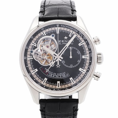 ★SALE【6wia0026】ゼニス エル プリメロ クロノマスターオープン パワーリザーブ 03.2080.4021 ブラック/スケルトン文字盤【中古】腕時計 メンズ