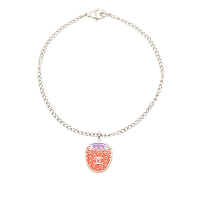 シャネル ココマーク イチゴモチーフ ストロベリー チェーン ブレスレット シルバー ピンク パープル メタル レディース CHANEL 【中古】