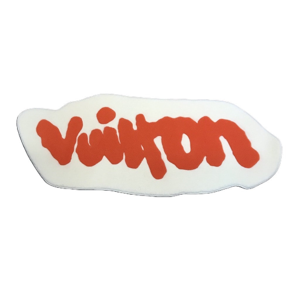 ルイヴィトン LOUIS VUITTON ロゴ バイカラー ラグマット マット 絨毯 GI0796 グラフィティ インテリア カーペット オブジェ ウール ホワイト 美品